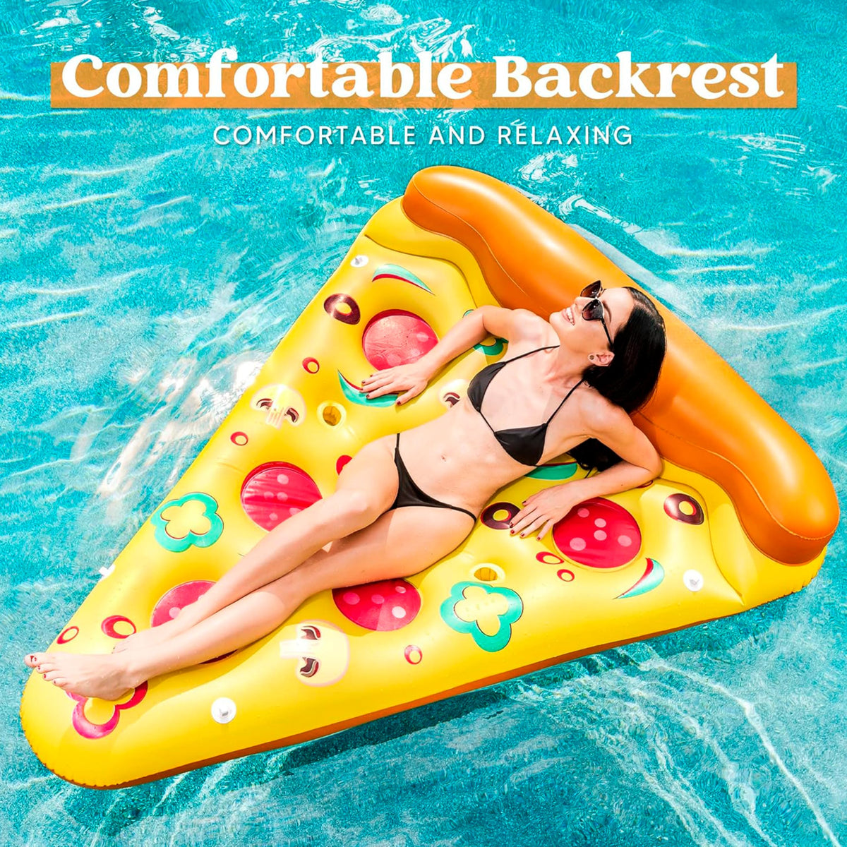 Inflatable Pizza Slice Pool Float with Cup Holders Y244529