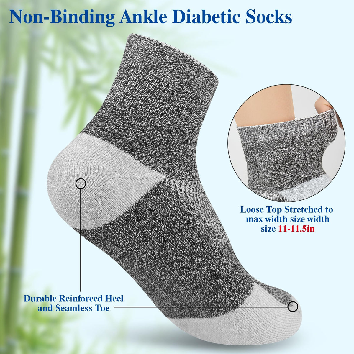 Diabetic Socks for Men, 10 Pairs Ankle & Low Cut Size 9-15 X94003
