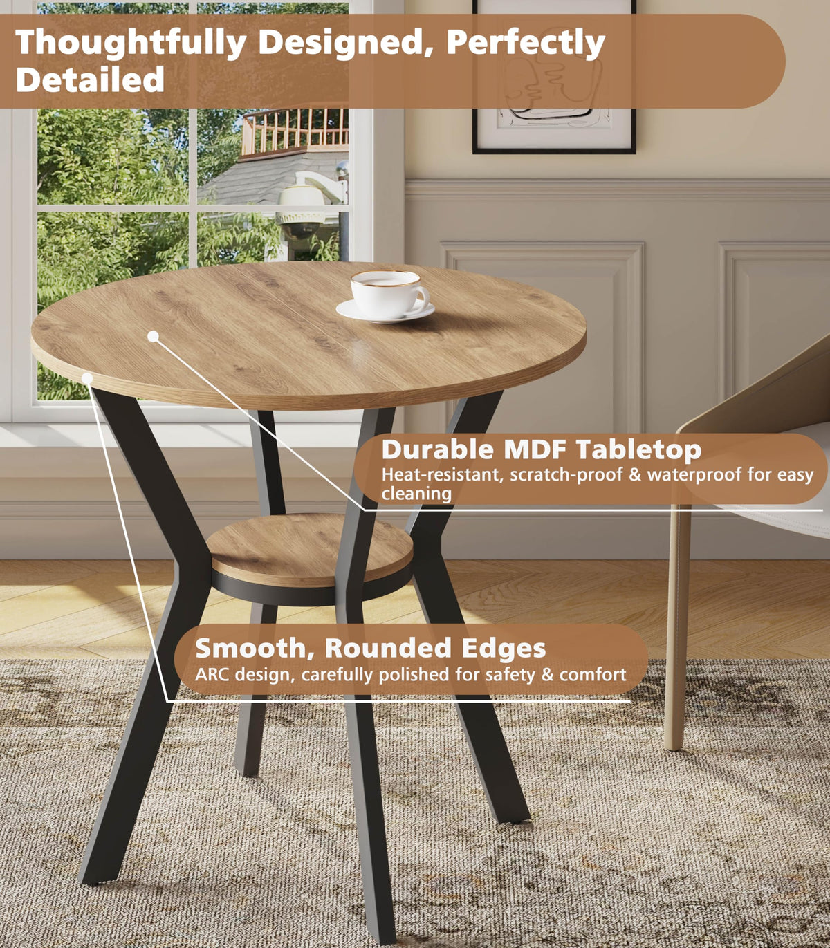 31.5" Round Kitchen Table with Storage O89902