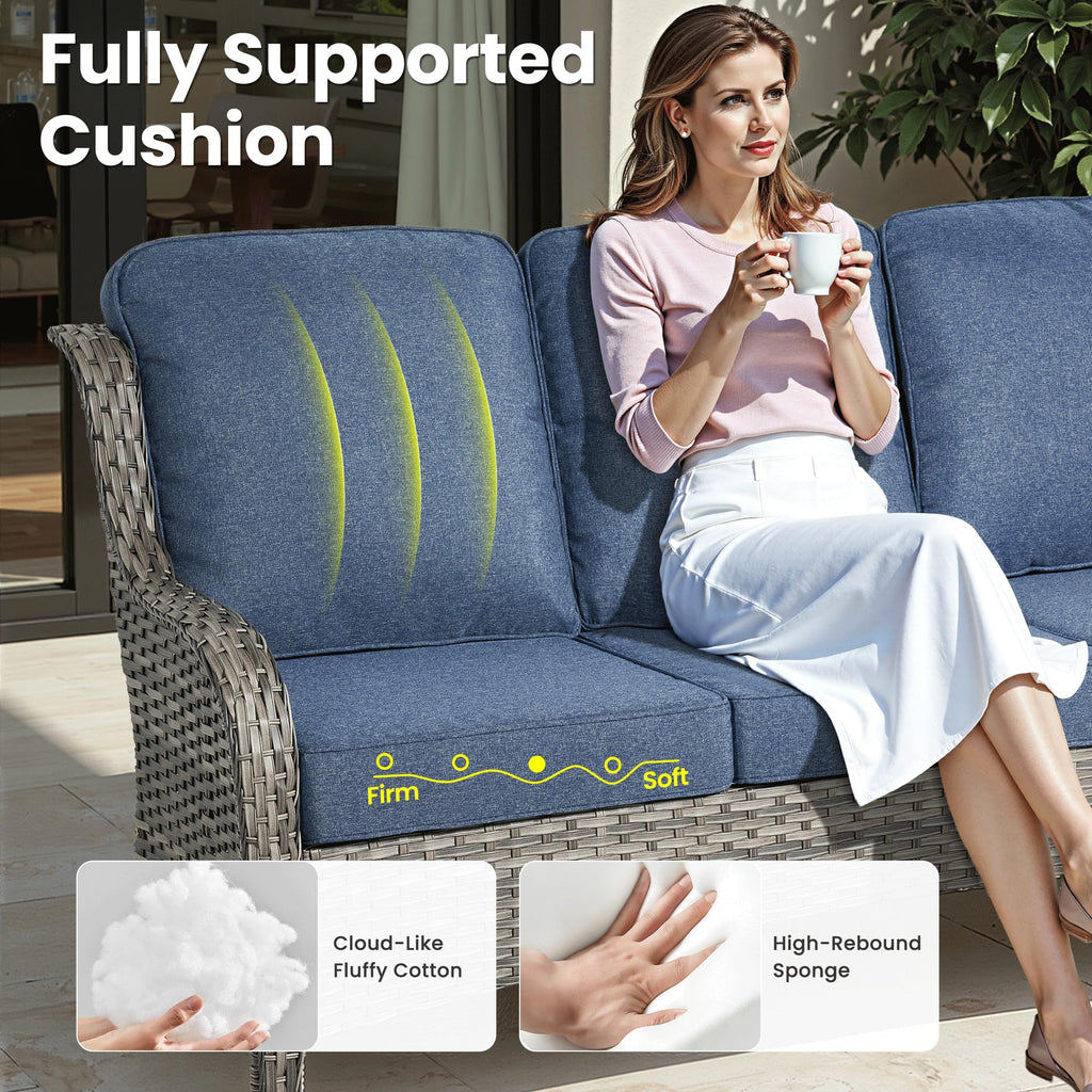 5-Piece Outdoor Wicker Sofa Set with Swivel Chairs V463866